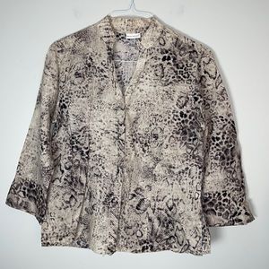 Harve Benard XL Linen Blend Snake Print Blouse